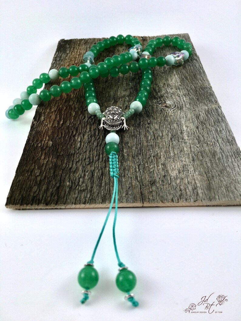 Amazonite, Feng Shui Mala Inspired Necklace