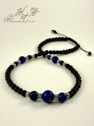 Ebony and Lapis Shamballa Necklace