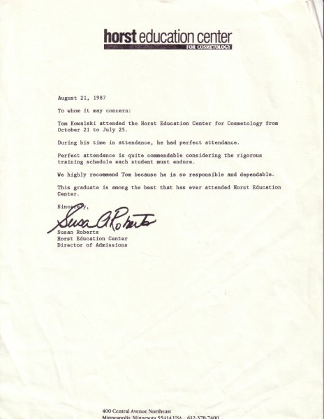 Horst letter of reference