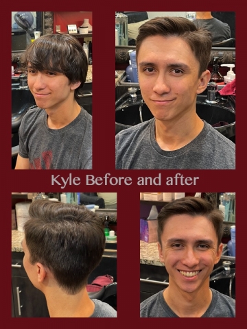 Kyle's new haircut - Before and After